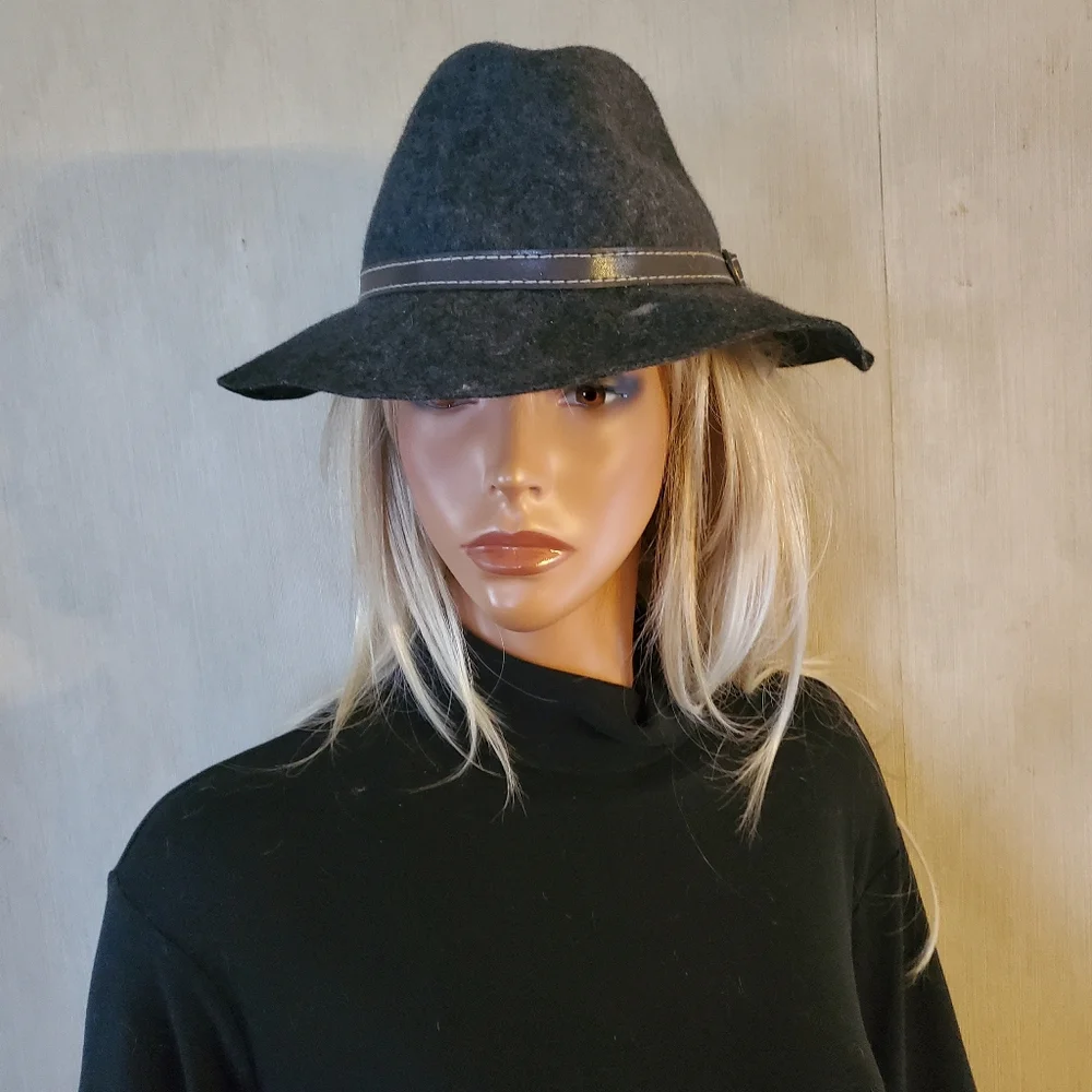 Steve Madden gray wool fedora hat 100% wool felt‎ Church Warm